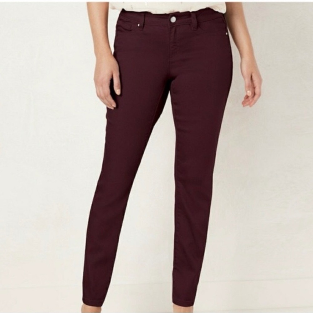 LC LAUREN CONRAD‎ Jeans Skinny Midrise Slim Fit Spandex Stretch Wine Size 6
